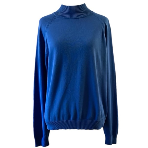 VINTAGE Y2K EVAN PICONE MOCK NECK LONG SLEEVE KNIT SWEATER BLUE SIZE EXTRA LARGE - Picture 1 of 10